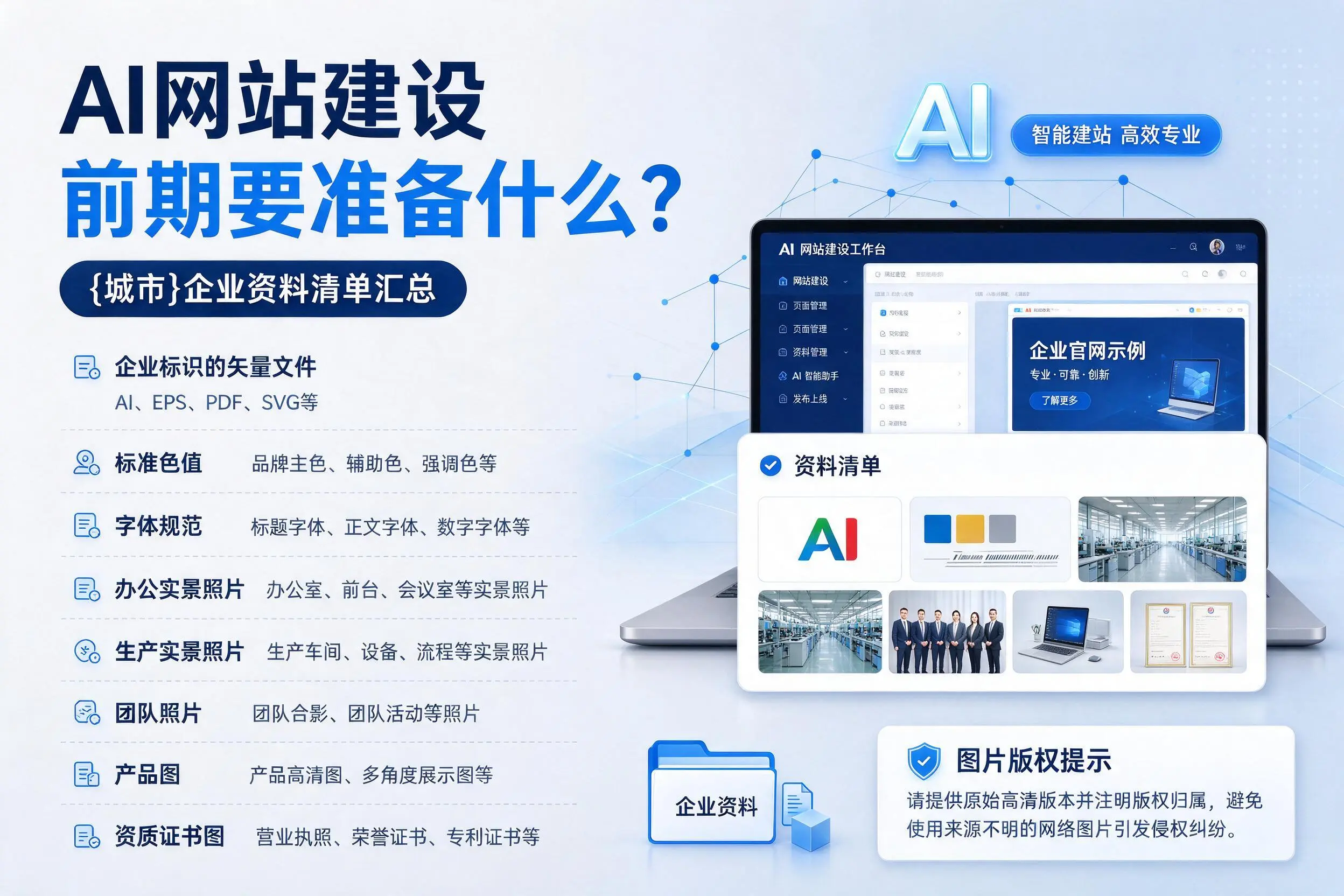 AI网站建设前期要准备什么?舟山企业资料清单汇总